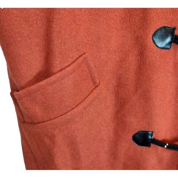 Jessica London Womens Wool Bland Coat Size 30 Orange Hooded Office Academia Fall - Picture 6 of 10